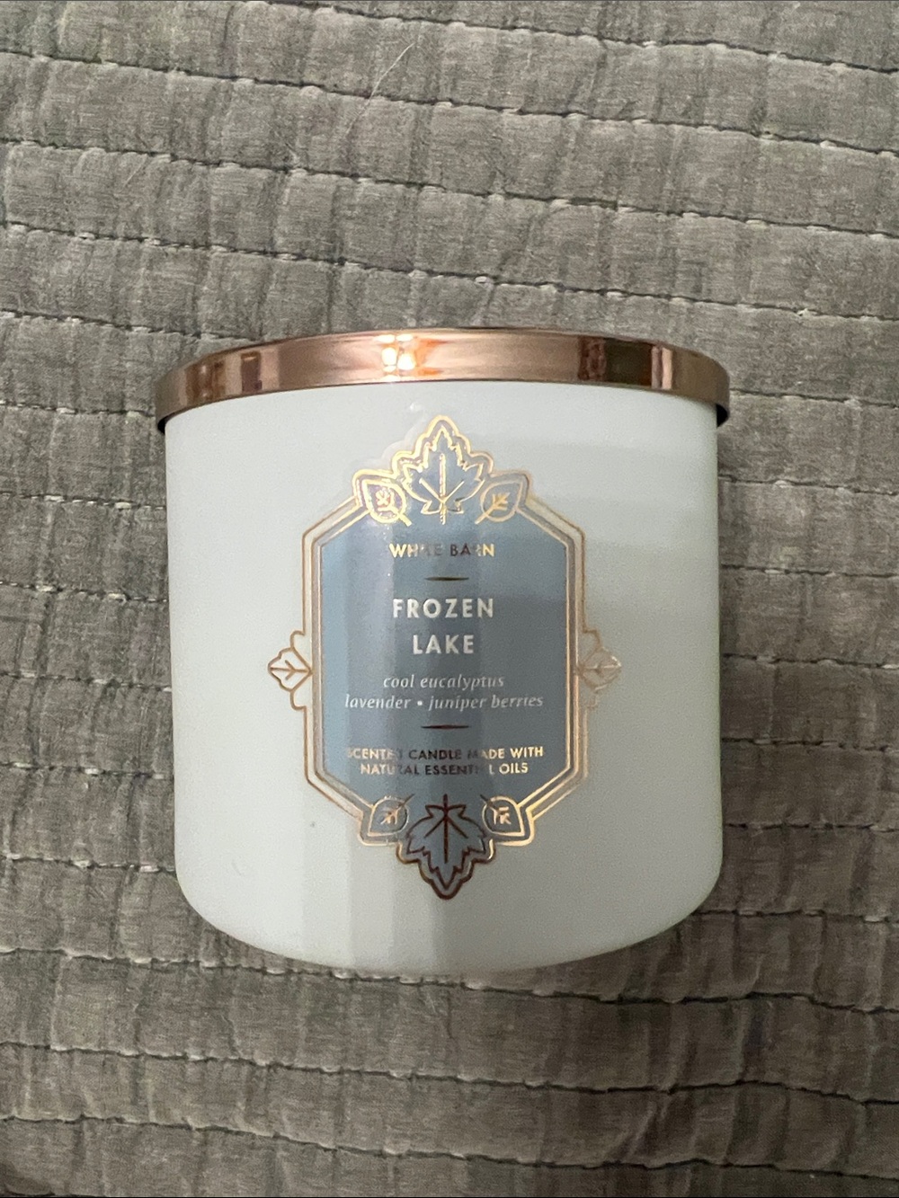 White Barn White Candle with Rose Gold Lid - Frozen Lake